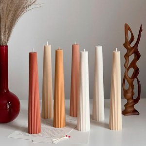 Scented Ribbed Slim Pillar Candle